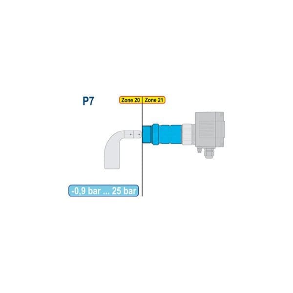 P7 tlačno varovana sklopka za nivojna rotacijska stikala DF je namenjena za nivojna rotacijska stikala DF. Uporabno v okolju od -0,9 ... 25 bar
