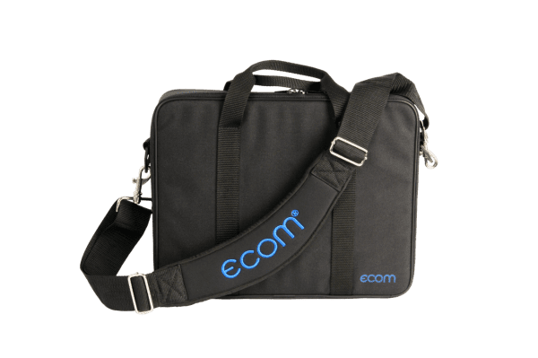 Transport bag with foam insert for convenient storage of ecom-B and IR printers. The transport bag has a comfortable carrying strap.