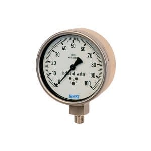The 632.50 WIKA capsule pressure gauge with stainless steel pressure element is used for measuring pressure differentials of gaseous and liquid media.