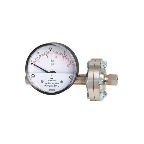 The 700.02 WIKA differential pressure gauge with magnetic piston is used for pressure measurement of gaseous and liquid media.