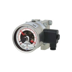 The WIKA DPGS43HP.100 differential pressure gauge with switchable contacts is used for monitoring differential pressures, the instrument allows switching and display.