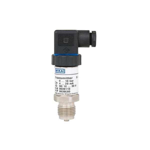 The WIKA S-10 pressure transducer for general industrial use is a device that detects pressure and converts it into an electrical signal, where the quantity depends on the pressure or fluid.