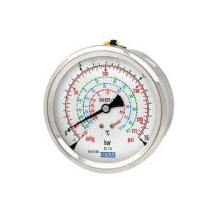112.28 WIKA pressure gauge with bourdon tube for refrigeration engineering is used for pressure measurement of gaseous and liquid media.
