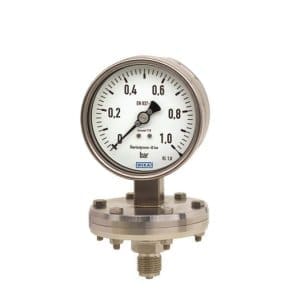 432.56 WIKA diaphragm manometer with switchable contacts is preferably used for low pressure areas. Through the large working area of the circular, corrugated diaphragm element, small pressure ranges can be reliably measured.