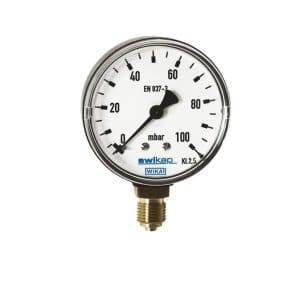 611.13 WIKA capsule pressure gauge with copper alloy pressure element is used in the measurement of pressure differentials of gaseous and liquid media.