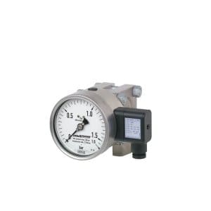 The DPGT43HP.100 capsule pressure gauge with WIKA output signal for the process industry is used for pressure measurement of gaseous and liquid media.