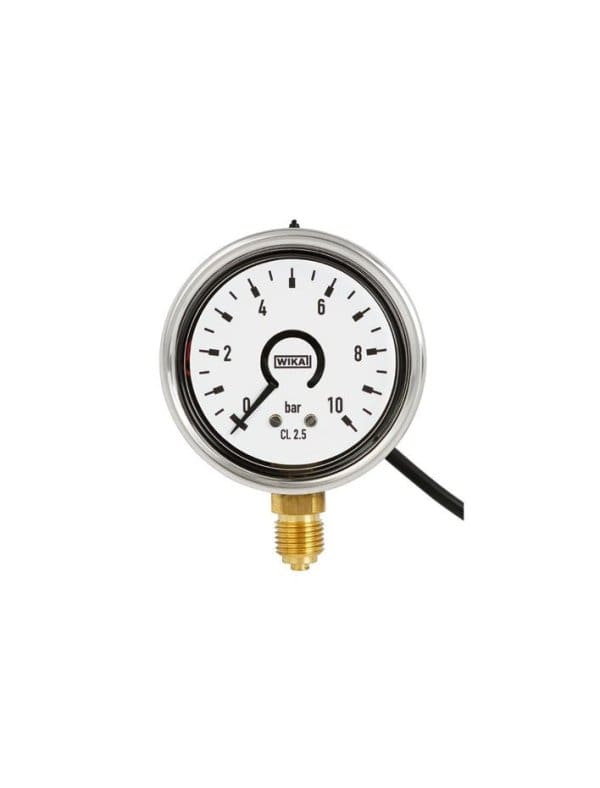 PGS25 bourdonov manometer WIKA z električnimi preklopnimi kontakti se uporablja za nadzor diferenčnih tlakov, instrument omogoča preklapljanje in prikazovanje.