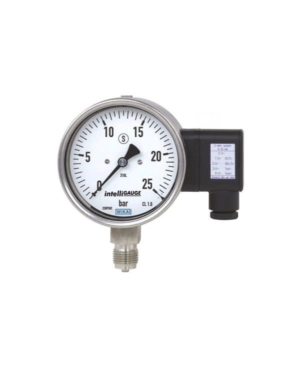 PGT23.100 bourdonov manometer z izhodnim signalom WIKA za procesno industrijo se uporablja pri merjenju tlaka plinskih in tekočih medijev.