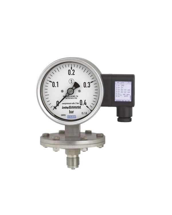 PGT43.100 bourdonov manometer z izhodnim signalom WIKA za procesno industrijo se uporablja pri merjenju tlaka plinskih in tekočih medijev.