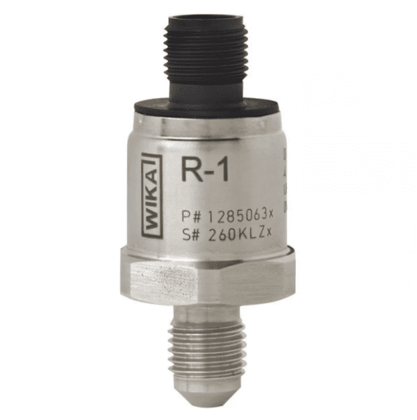 The WIKA R-1 pressure transducer for higher pressures is a device that detects the pressure and converts it into an electrical signal, where the quantity depends on the pressure or the fluid.