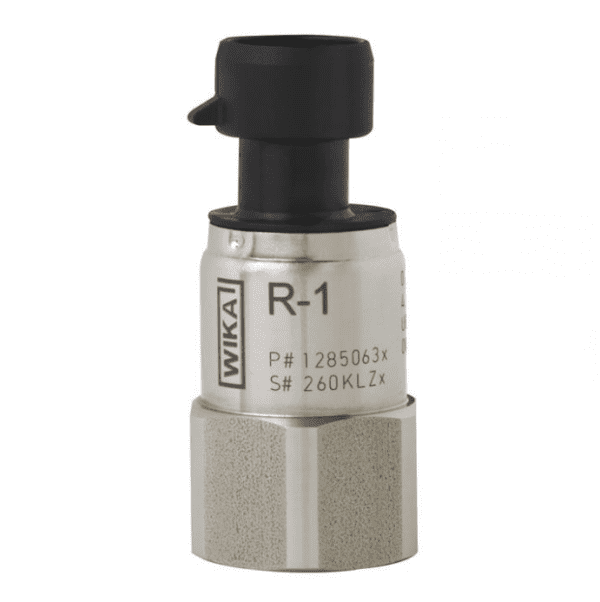 The WIKA R-1 pressure transducer for higher pressures is a device that detects the pressure and converts it into an electrical signal, where the quantity depends on the pressure or the fluid.