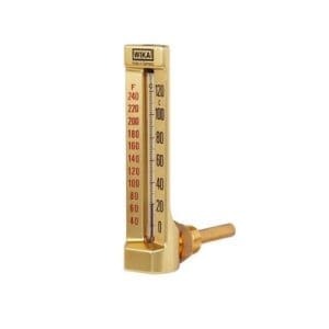 32 V-shaped glass machine thermometer is mainly used in industrial applications such as mechanical engineering, but also in heating, air-conditioning and refrigeration engineering