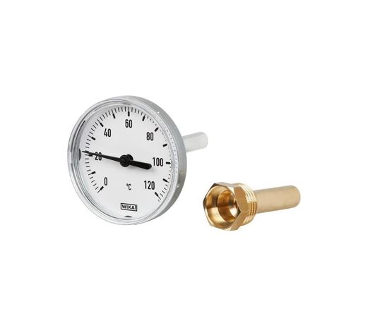 A43 bimetal thermometer for heating technology developed as a standard version for simple temperature indication in heating.