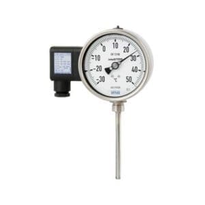 TGT73 plinski termometer z električnim izhodnim signalom lahko uporabimo kadar je treba na mestu hkrati navesti procesni tlak in prenos signala na centralno krmiljenje ali oddaljeni center.