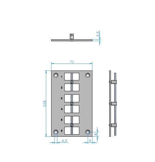 mounting plate for standard connectors, vertical