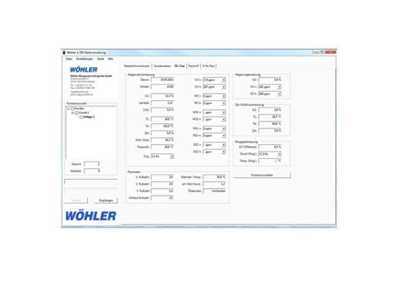 Programska oprema za A 550 Wöhler za spletne meritve, funkcije diagramov in izvoz v MS Excel.