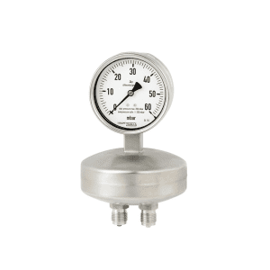 736.51 diferenčni industrijski manometer WIKA temelji na preizkušenem kapsulnem merilnem sistemu in je primeren za zelo nizke tlake.