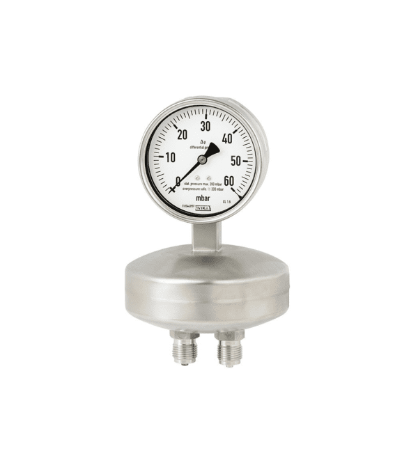 736.51 diferenčni industrijski manometer WIKA temelji na preizkušenem kapsulnem merilnem sistemu in je primeren za zelo nizke tlake.